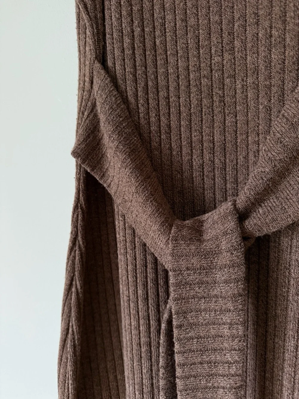 {Forever 21} Sleeveless Ribbed Knit Midi Dress with Self Tie Belt - Brown - Picture 2 of 4